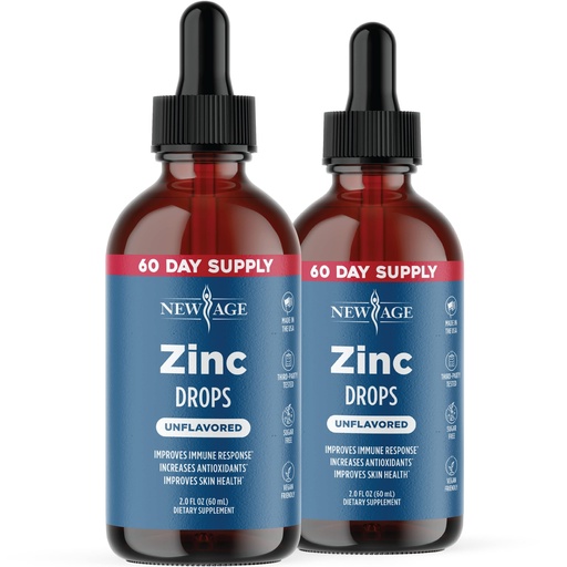 [BRSW2FIFOQOWKYLU] Liquid Zinc Drops for All Ages by NEW AGE - Zinc Sulfate for Immune Support, Vegan, Non-GMO & Gluten Free, 60 Day Supply, 2-Pack