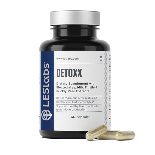 [BRSWYGAOARYGACDL] LES Labs DeToxx – Better Mornings & Recovery, Liver Support, Electrolyte Replenishment & Glutathione Support – Prickly Pear, Milk Thistle & NAC – Non-GMO Supplement – 60 Capsules