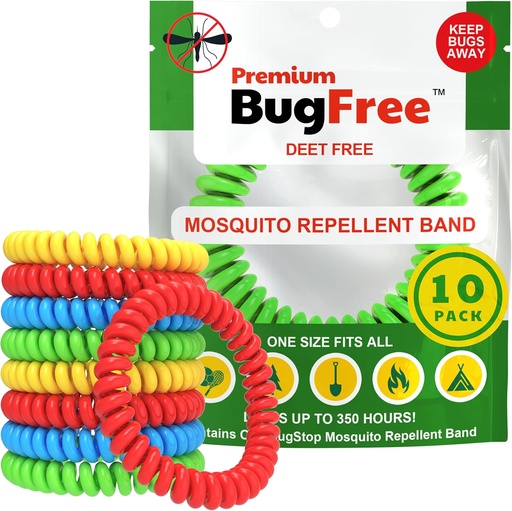 [BRSRAED7AVYRUGTP] Mosquito Repellent Bracelets (10 Pack) Mosquito Repellent Bracelets for Adults and Kids - Premium DEET-Free Bands - 10 Multicolor Bands - Individually Wrapped