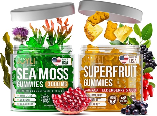 [BRSRAFD2OUFAA2TB] Irish Sea Moss & Superfruit Gummies - Fruit Multivitamin Gummies & Sea Moss Gummies para adultos, nenos - superfroitas, musgo irlandés Bladderwrack Burdock Root - 60 Superfruit, 60 Irish Sea Moss Gummies