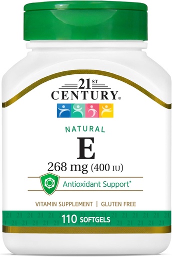 [BRSWIYQZCAORQFQV] 21st Century E 400 I.U. Natural (D-Alpha) Softgels, 110-Count