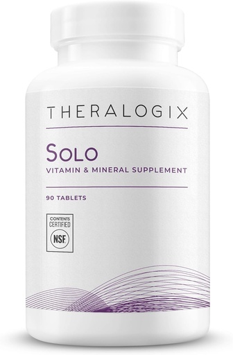 [BRSW2YD2OR6BQFL6] Theralogix Solo Multivitamin & Multimineral Supplement Without Iron - 90-Day Supply - Iron-Free Multivitamin - Support for Women & Men - Vitamin D3, Vitamin C & B Vitamins - NSF Certified - 90 Tablets