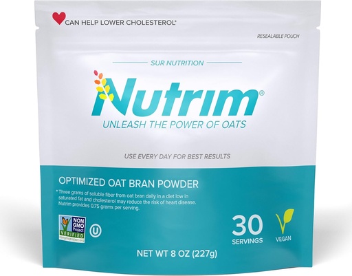 [BRSWKYIKB4BGYCT2] Nutrim Oat Bran Powder con 750mg Beta Glucan per Serving - Easy-Mix Soluble Fiber for Cholesterol Management &amp; Immune Support - Heart Healthy, Non-GMO & Vegan Oatón