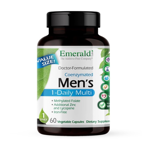 [BRSWIBD6OEGAMG3E] EMERALD LABS Men's 1 Daily Multi - Additive-Free Men's Multivitamin - Includes Lycopene, Zinc, Vitamin D3, & More - Supports Bones, Prostate & Vision* - 60 Vegetable Capsules