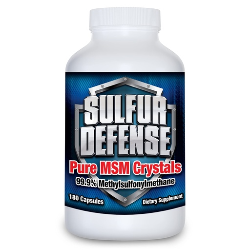 [BRSWGA32PMIWE2DZ] Sulfur Defense Opti-MSM 99.9% Pure MSM Powder Capsules, Made in USA, Organic Methylsulfonylmethane, non-GMO, Gluten-Free, Immune System Booster, Soothes Joint Pain, Younger Skin, Hair, Nails, 180 caps