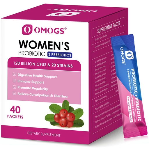 [BRSRM2Y3BYIBAHIV] OMOGS Women's Probiotic,120-Billion-CFUs, 18 Strains, with 3 Prebiotics and Cranberry Extract, Help for Immune Booster, Digestive Health, Gut Health and Vaginal Health