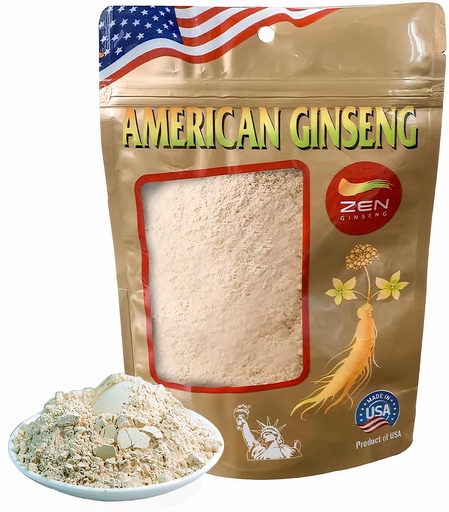 [BRSROHYOOIMRQ23A] Zen Ginseng Powder - 4 oz. Bag of American Wisconsin Ginseng - Non-GMO, Gluten Free - for Soups, Teas, Coffee, Juices, Smoothies and Baking.