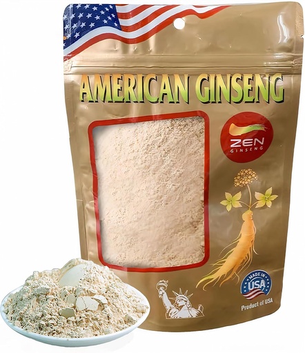 [BRSROHYOOIMRQ23A] Zen Ginseng Powder - 4 oz. Bag of American Wisconsin Ginseng - Non-GMO, Gluten Free - for Soups, Teas, Coffee, Juices, Smoothies and Baking.