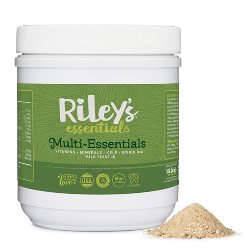 [BRSWGC34OIBQICLG] Riley's Multi-Essentials Multivitamin for Dogs - 8oz | Blend of Vitamins, Minerals, Spirulina, Kelp, and Milk Thistle for Nutritional Support - Puppy and Senior Dog Vitamins