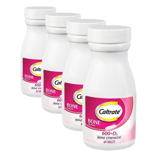 [BRSRAY36DFYGCELH] Caltrate 600 Plus D3 Calcium and Vitamin D Supplement Tablets, Bone Health Supplements for Adults - 60 Count (Pack of 4)