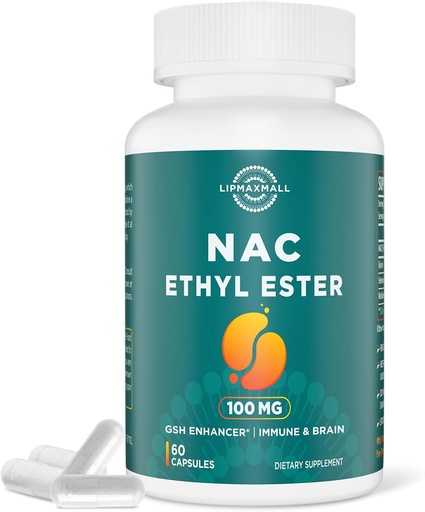 [BRSRMZLQDF7QI2YU] N-acetylcysteín Etyl Ester 100mg-viac Absorpcia Than 1000mg NAC-s Glycínom 600mg-benefit Glutatión-dobré pre imunitný systém a antioxidant pre dospelých,NACET (60 kapsúl-1 balenie)