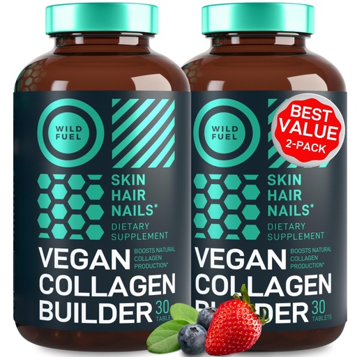 [BRSRMBQDA57R6AAZ] Vegan Collagen Booster Tablets - Cruelty-Free Vegan Collagen Supplements - Biotin, Organic Superfood, Plant Based Collagen Vitamins for Skin, Hair, Nails - 2-Pack, 60 Vegeterian Collagen Boost Pills