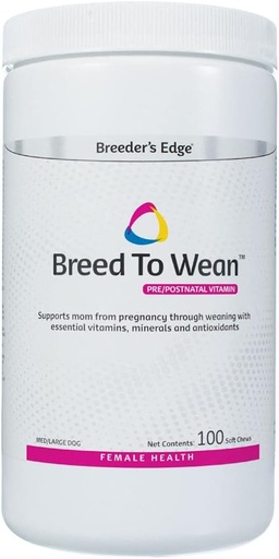 [BRSW2ZLYBMPGYDIV] Breeder's Edge Breed to Wean, Prenatal and Postnatal Multivitamin for Dogs and Cats, Supports Pregnant and Nursing Moms, Provides Antioxidants, Vitamins and Minerals, 100 ct for Medium and Large Dogs
