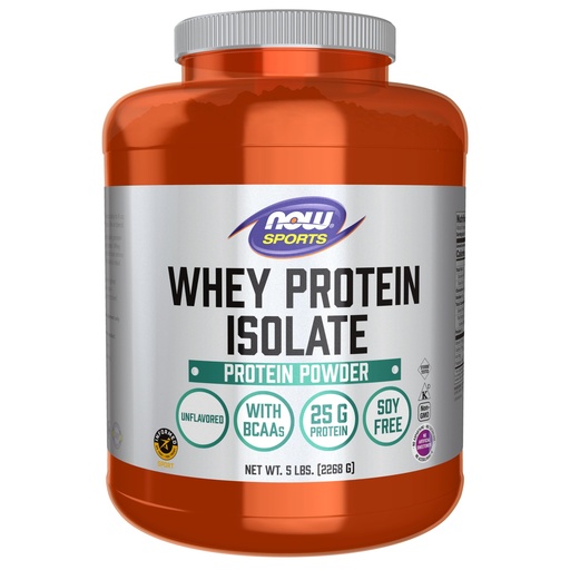 [BRSWIY34AIMBQ2D4] NOW Foods Sports Nutrition, Whey Protein Isolate, 25 g With BCAAs, Unflavored Powder, 5-Pound