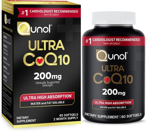 [BRSRMHA5AV4BAC3A] Qunol CoQ10 200mg Softgels, Ultra CoQ10 - Ultra High Absorption Coenzyme Q10 Supplements - Antioxidant Supplement for Vascular and Heart Health & Energy Production - 2 Month Supply - 60 Count