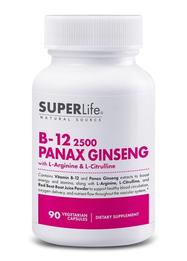 [BRSWGBL2OR6GOAL3] Fresh Start Vitamin B-12 2500 & Panax Ginseng with L-Arginine & L-Citrulline - Powerful Energy Booster | Supports Normal Blood Flow & Energy Metabolism | Supplement - 90 Capsules