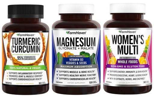 [BRSRMZTYPMMGCDL5] FarmHaven Magnesium + Multivitamin for Women + Turmeric Curcumin with BioPerine Black Pepper