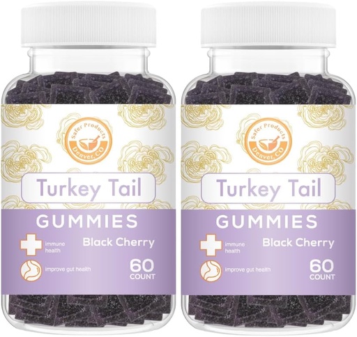 [BRSROGA5O57BUFDB] Turkey Tail Mushroom Gummies - May Support Immune Health and Gut Microbiome - Black Cherry Flavor - Vegan, Non-GMO, Gluten-Free, Gelatin Free - 120 Count