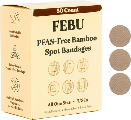 [BRSW2FD6DF6AIHT2] FEBU Eco-Friendly Bamboo Fabric Bandages | PFAS Free Bandages for Scrapes & Cuts | Flexible Fabric Bandage | Fully Compostable, Latex Free Bandage | 50 Count Spot