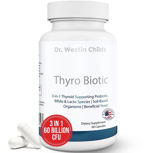 [BRSRMCALCBYBE2AZ] Dr. Westin Childs Thyro Biotic | Probiotic for Women - Support Thyroid, Digestive Health & Hormones | Saccharomyces boulardii, Bacillus coagulans, lactobacillus & bifido 60 Billion CFU | 30 Servings