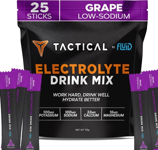 [BRSWGFQ7CEMQ2YDH] Fluid Tactical - Electrolyte Powder Packets, Accelerate Re-Hydration, Low Sugar, Electrolyte Drink Mix, Prevent Dehydration, Eliminate Cramps