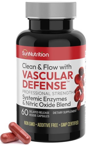 [BRSRAELRCEJRG2DX] Vascular Defense Nitric Oxide Support | Systemic Enzyme Blend with Nattokinase, Lumbrokinase, Serrapeptase & Bromelain | Beet Root Extract | Spike Detox | Cardiovascular Supplement | 60 Capsules