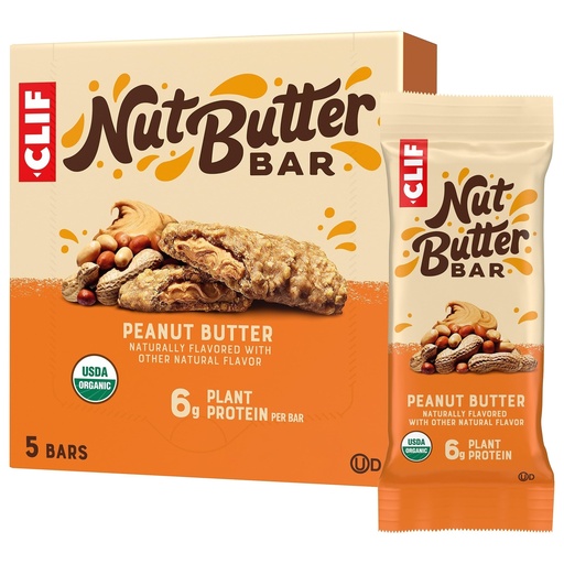 [BRSWGFALPICBAGT2] CLIF Nut Butter Bar - Peanut Butter - Energy Snack Bars - Non-GMO - USDA Organic - Plant Based - Low Glycemic - 1.76 oz. (5 Pack)