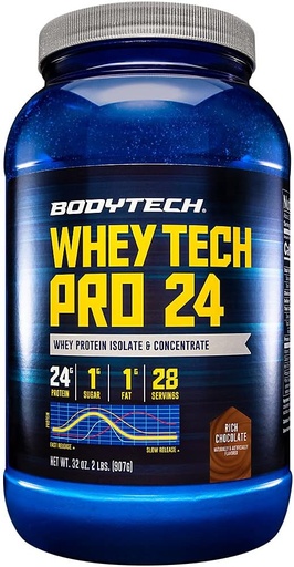 [BRSWIYQZOB6QGG3G] BODYTECH Whey Tech Pro24 pulber rikas šokolaad (2 naela / 28 serveerimist)