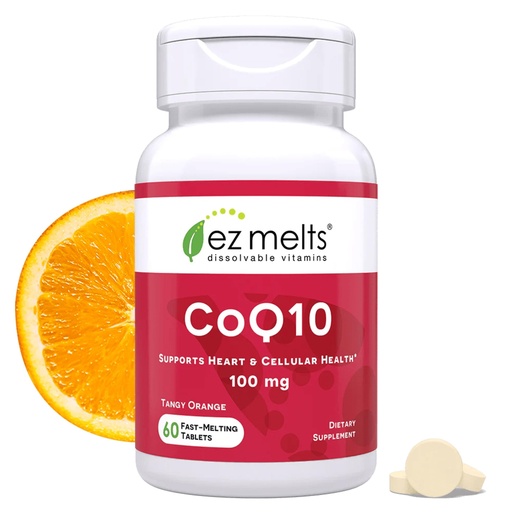 [BRSWIBA7BAMWGDDK] EZ Melts Coq10 - Antioxidant Supplement for Heart, Immune & Energy Support - No Artificial Flavors - Non-GMO & Vegan - Tangy Orange - 60 Dissolvable Tablets (60 Servings)