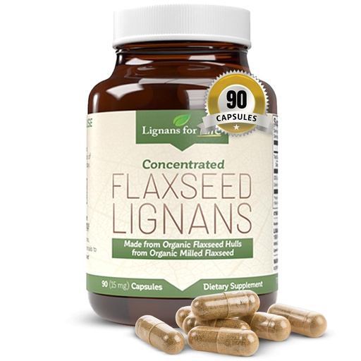 [BRSWKGIOBR4ROCLO] Lignans For Life Flaxseed Lignans for Dogs & People - Organic Flaxseed Supplement for Hormone Support, 15mg 90 Capsules, Flax Seed for Dogs & Women, High-Fiber