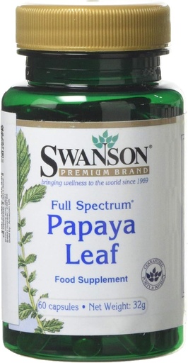 [BRSWGFDRDEHAO3T4] Swanson Full Spectrum Papaya Leaf - Herbal Supplement Promoting Digestive Health & GI Tract Support - Natural Formula Overall Wellness - (60 Capsules, 400mg Each)