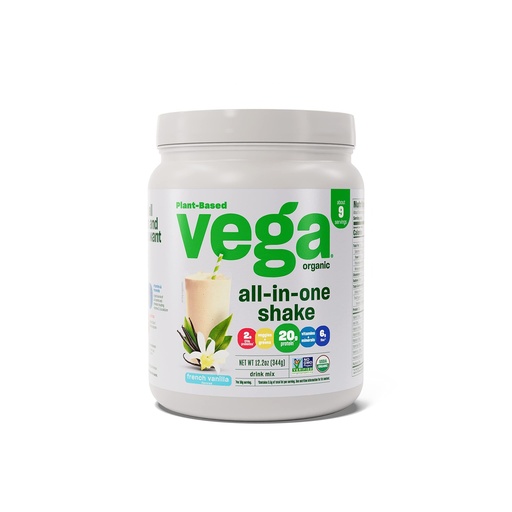 [BRSWG2YDPIBWCHLO] Vega All-in-One Nutrition Organic Vegan Protein Powder – French Vanilla, 20g Protein Meal Replacement Shake – 12.2 oz (9 Servings)