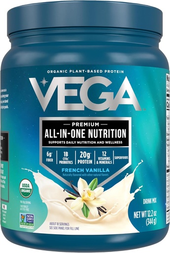 [BRSWG2YDPIBWCHLO] Vega Orgaaniline All-in-One Vegan Valgu Pulber, Prantsuse Vanilla - Superfood Ingredients, Vitamiinid immuunsuse toetamiseks, Keto Sõbralik, Peaproteiin Naistele Ja Meestele, 12, 2 oz (Pakendamine Võib erineda)