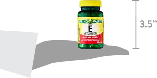 [BRSRAGT2OYHAODI3] Spring Valley Vitamin E Heart Health Dietary Supplement Softgels, 180 mg (400 IU), 200 Count