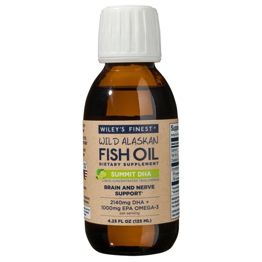 [BRSWGGLRCUPWCH3O] Wiley's Finest Wild Alaskan Fish Oil Summit DHA Liquid - 2140mg of DHA and 460mg of EPA Omega-3s - Citrus Flavored Liquid Supplement - 4.23 Oz (25 Servings)