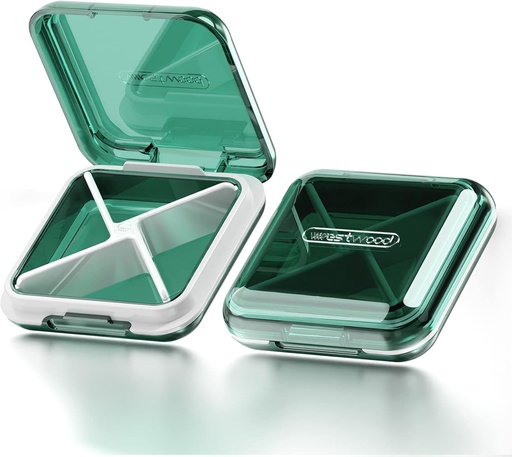 [BRSRMZT4BMDQMCDU] DUBSTAR Daily Pill Organizer,4 Compartments Portable Travel Small Pill Case, Pill Box for Purse Pocket to Hold Vitamins,Cod Liver Oil,Supplements and Medication (Green)