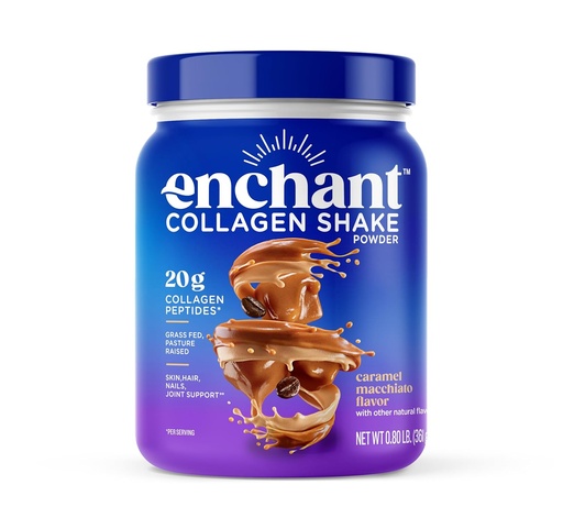 [BRSRAGDYCIMQI332] Enchant Collagen Protein jauhe, Caramel Macchiato aromi 20g Grass Fed Collagen Peptides, Avocado Oil Creamer, lähde Omega 9 + kuitu, nivelet, lihas, iho, hiusten tuki, 0,80 lb