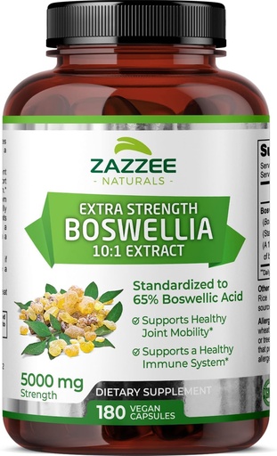 [BRSW22YYCJ7GMHLD] Zazzee Extra Strength Boswellia Serrata 10:1 Extract, 5000 mg Strength, 65% Boswellic Acid, 180 Vegan Capsules, 6 Month Supply, Standardized 10X High Potency, 100% Vegetarian, All-Natural, Non-GMO