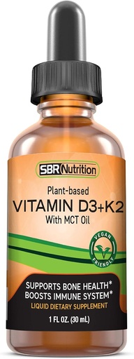 [BRSWYYI7OUGWKFL4] Vegan Vitamina D3 + K2 (MK-7) Liquid Drops con MCT Oil, Peppermint Flavor, axuda a soportar ósos fortes e corazón saudable