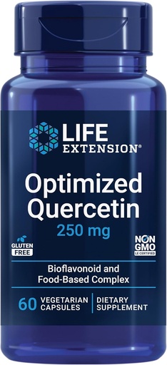 [BRSWIYDZDMPGEYLC] Extensión de la vida Optimizada Quercetina 250 mg Asistencias Salud inmune, Salud cardíaca, No GMO, Gluten Free - 60 cápsulas vegetarianas