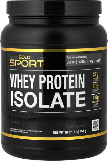 [BRSWGZY5BEDWA2DL] California Gold Nutrition Sport, Whey Protein Isolate, Unflavored, 1 lb (454 g)