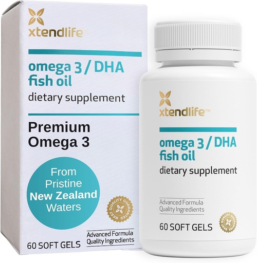 [BRSWIEAIBIJR2YDC] Xtendlife Omega 3 DHA Fish Oil - 700 mg DHA ve 300 mg EPA ile 1100 mg - Omega 3 6 9 Kalp ve Beyin için Tamam - 1 Ay Supply (60 Kont)