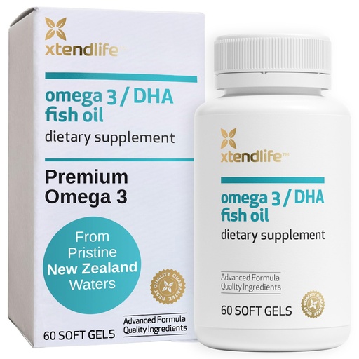 [BRSWIEAIBIJR2YDC] Xtendlife Omega 3 DHA Fish Oil for Heart, Brain & Joint Health - 1100mg Omega - 3 with 700mg DHA & 300mg EPA - 1 Month Supply (60 Count)
