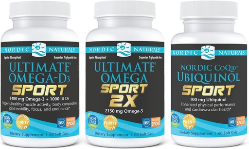 [BRSW2CYDDECGMCLH] Nordic Naturals Sport Starter Pack - CoQ10 Ubiquinol, Ultimate Omega 2X, Ultimate Omega D3