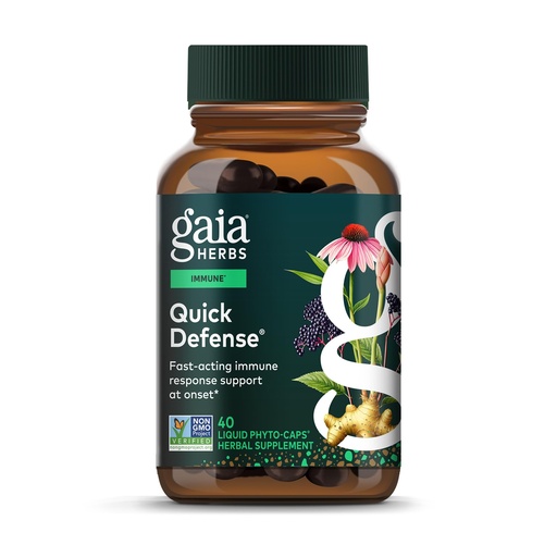 [BRSWIYL7C4ARQCT4] Gaia Herbs Quick Defense - Fast-Acting Immune Support Supplement* - Echinacea, Black Elderberry, Ginger & Andrographis - 40 Vegan Liquid Phyto-Caps (20 Servings)