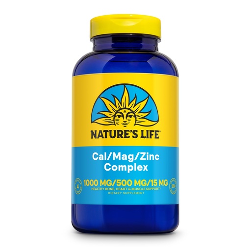 [BRSWIYTYCUPRWCTY] Nature's Life Cal Mag Zinc Complex - Calcium, Magnesium, & Zinc D3 Supplement, 800 mcg per Serving, Trace Mineral Support for Bones and Teeth, Vitamin Formula for Men and Women - 250 Count Tablets