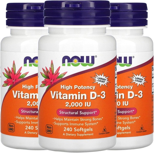 [BRSWIZTYCYDWAHI5] Agora Foods Now Foods Vitamina D-3, 50 mcg (2000 IU), 240 Softgels, 3 Pack