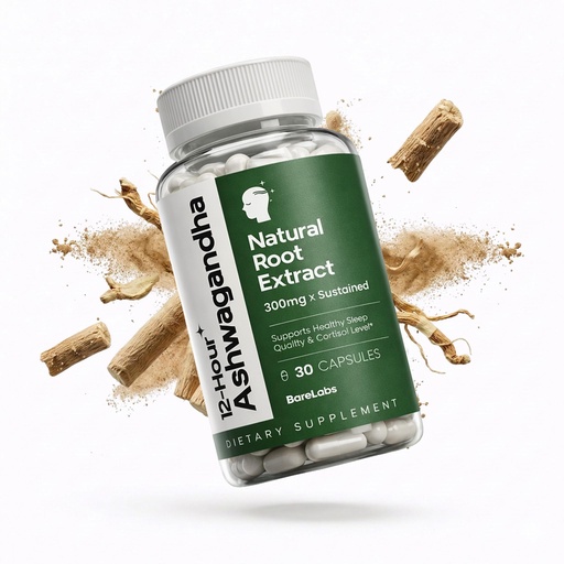 [BRSROYIOCV6Q2GT2] Ashwagandha 300mg + 12 Hour Time Release Root Extract (Prolanza®) + Stress, Sleep & Energy Support Supplement for Men & Women - 30 Day Supply