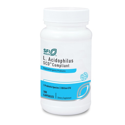 [BRSWIYIZCF4R22LO] Klaire Labs SFI Health L. Acidophilus - 3 Billion CFU Lactobacillus Probiotic, Pure SCD Compliant Formula for Men & Women, Hypoallergenic & Non-Dairy (100 Capsules)