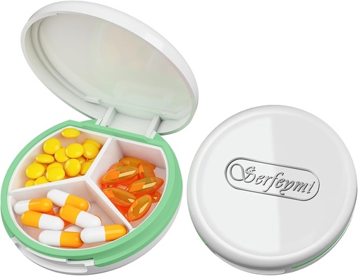 [BRSRMCTQA4IQO3LP] Serfeymi小药盒 - 3 Portable Pill Box for Purse Pocket, Compact mini Travel Pill case - 适合医药,维生素,鱼油,补充品 - White(洛戈)